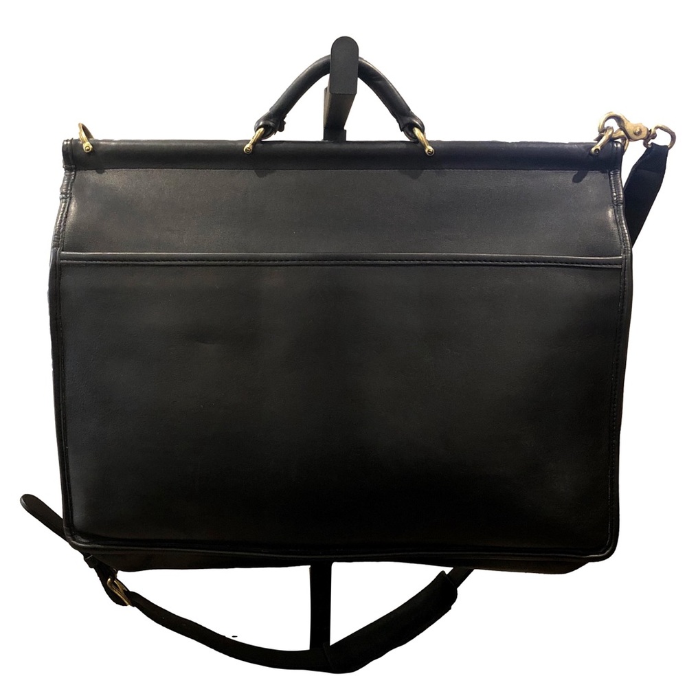 Vintage COACH Kensington Black Leather Briefcase with Dual Front Pockets Strap - Picture 3 of 15